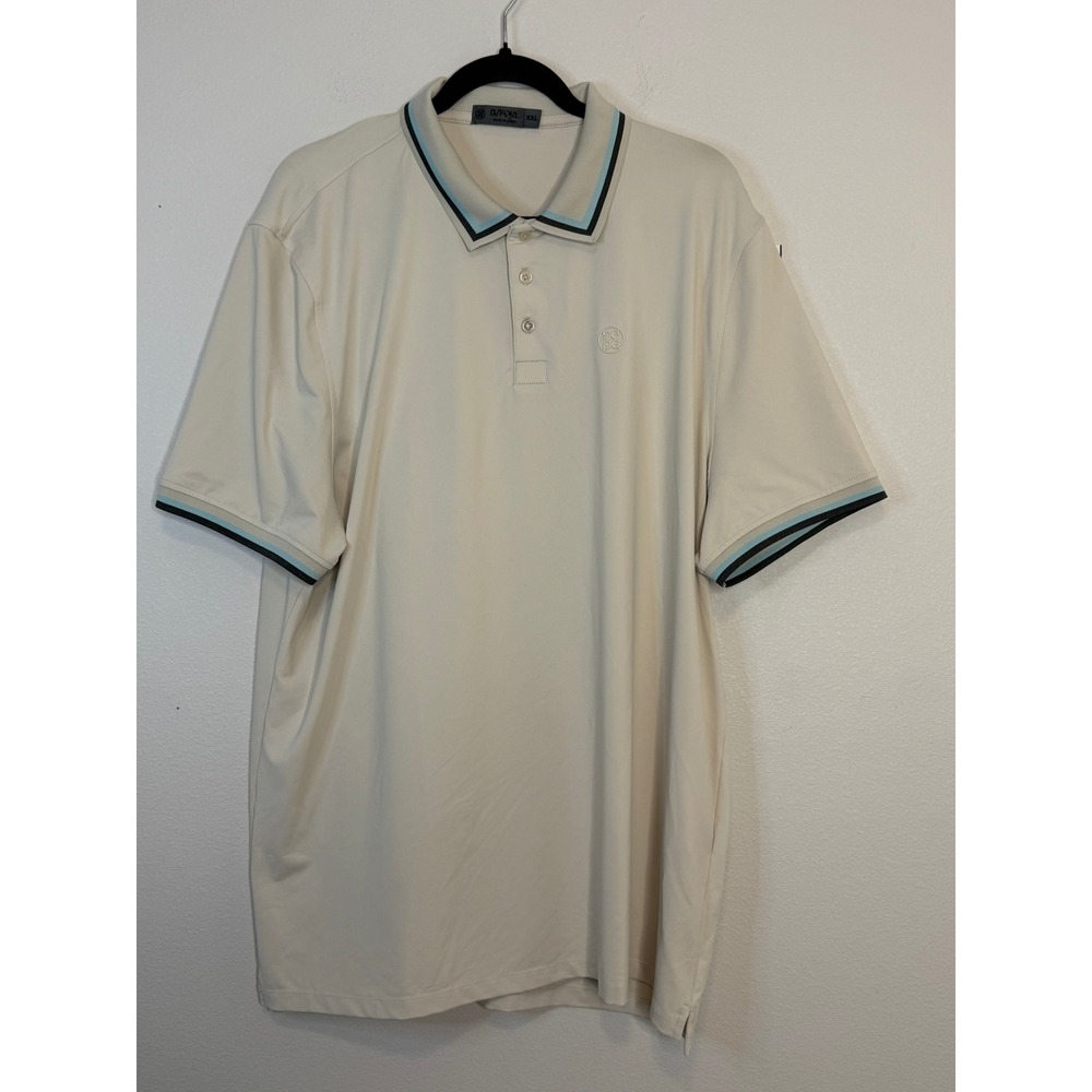 G/FORE Men's XXL‎ Golf Polo Shirt Stone Beige Tipped Collar Short Sleeve Logo